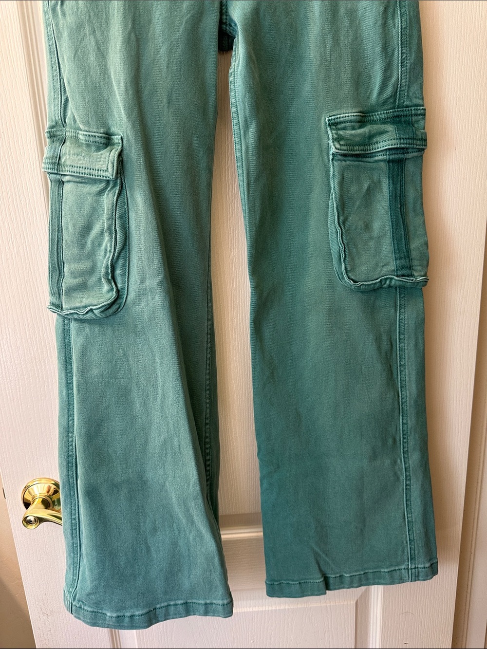 Wide Leg Cargo Jeans in Teal - Picture 8 of 9